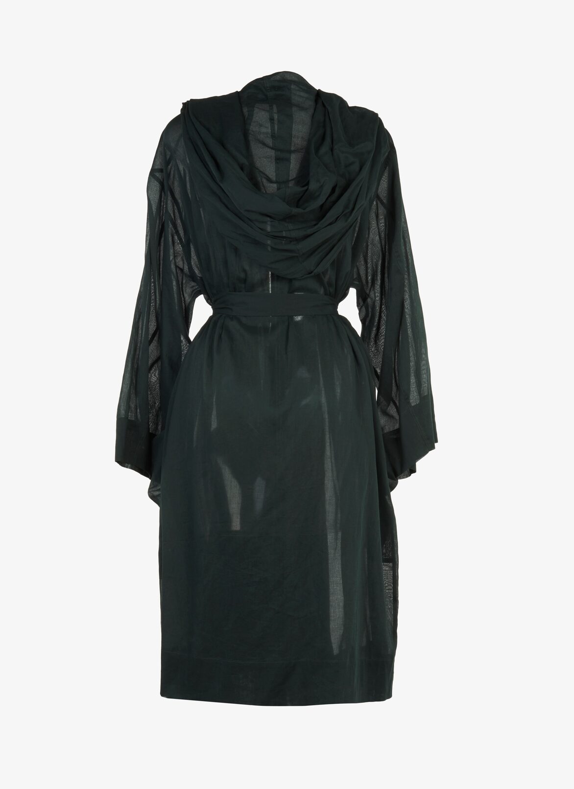Alaïa Edition 1995 Cotton Chiffon Robe Dress ALAÏA FIR GREEN ALAÏA EDITION 1995 COTTON CHIFFON ROBE DRESS